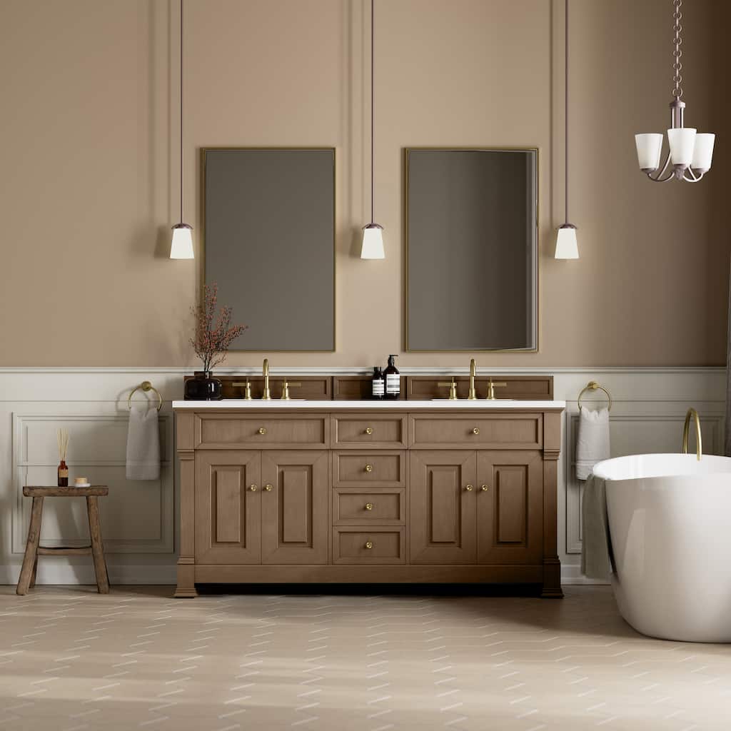 Brookfield 72" Double Vanity, Pecan