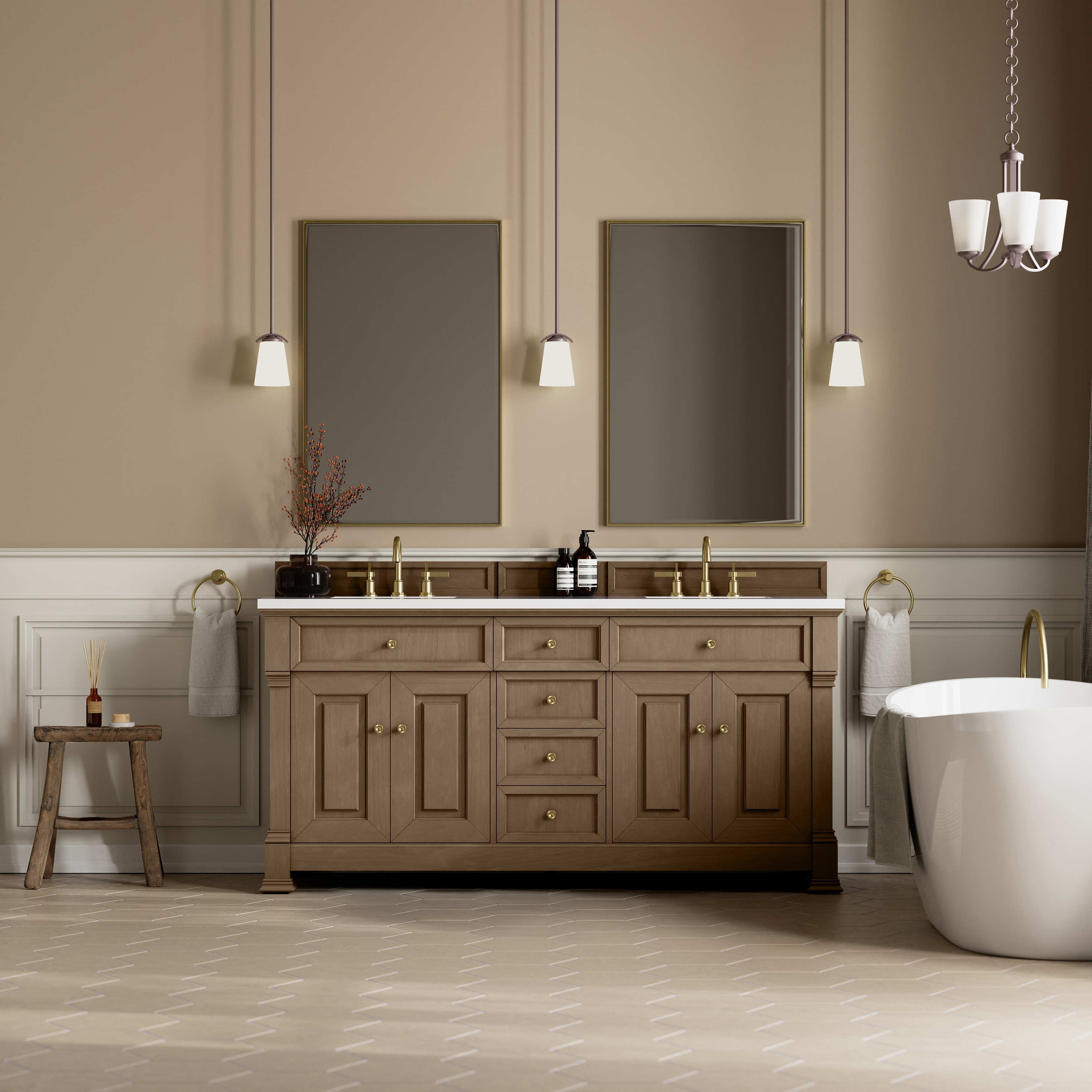 James Martin Vanities Brookfield 72" Double Vanity, Pecan