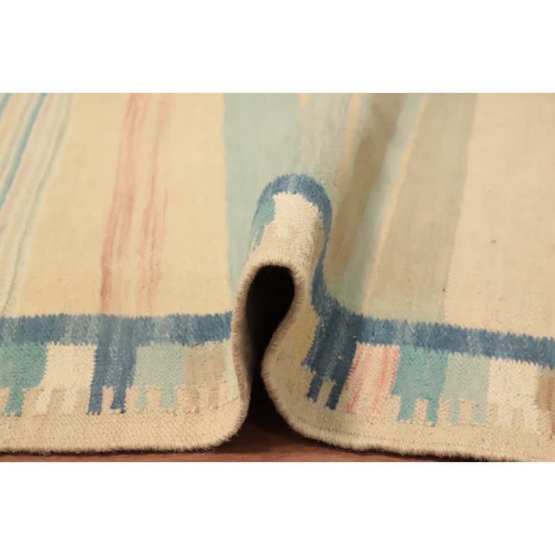 Hand Woven Oriental 100% Wool Carpet Southwestern Tribal Multi-Colored Kilim Runner Rug - 11' 5'' X 2' 5''