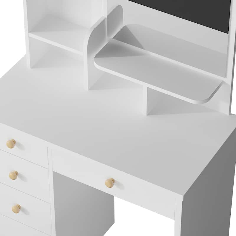 Timechee 31.5" Wide Makeup Vanity With Stool and Mirror - 31.5"W