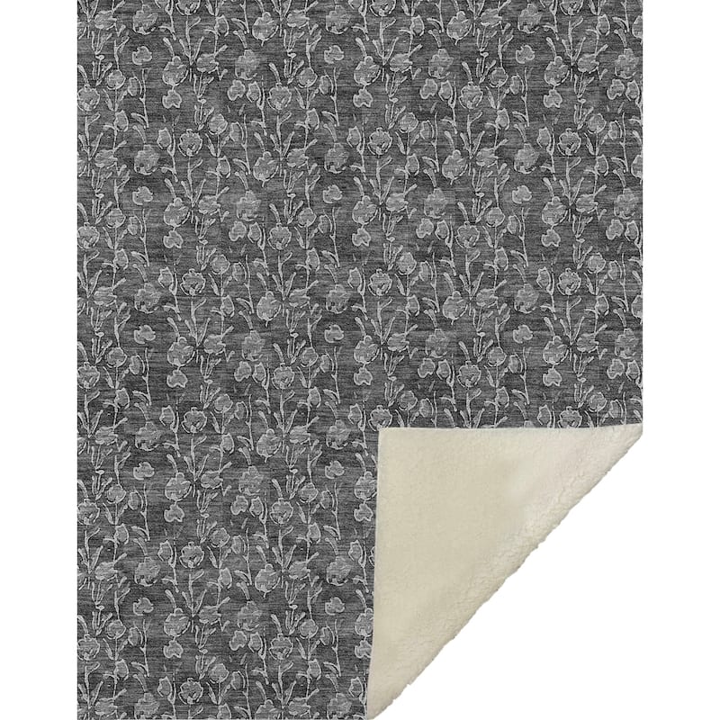 Premium Machine Washable Modern Floral Sherpa Throw Blanket