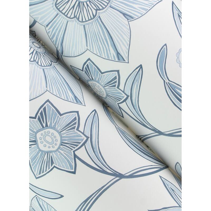 A-Street Prints Star Flower Blue Floral Trail Wallpaper