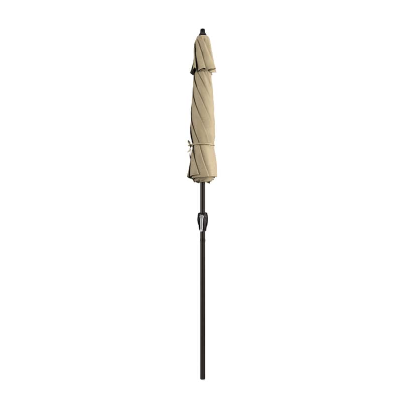 California Umbrella 7.5' Round Aluminum Crank Lift Auto Tilt 8 Rib Patio Umbrella, Bronze Finish, Sunbrella Fabric