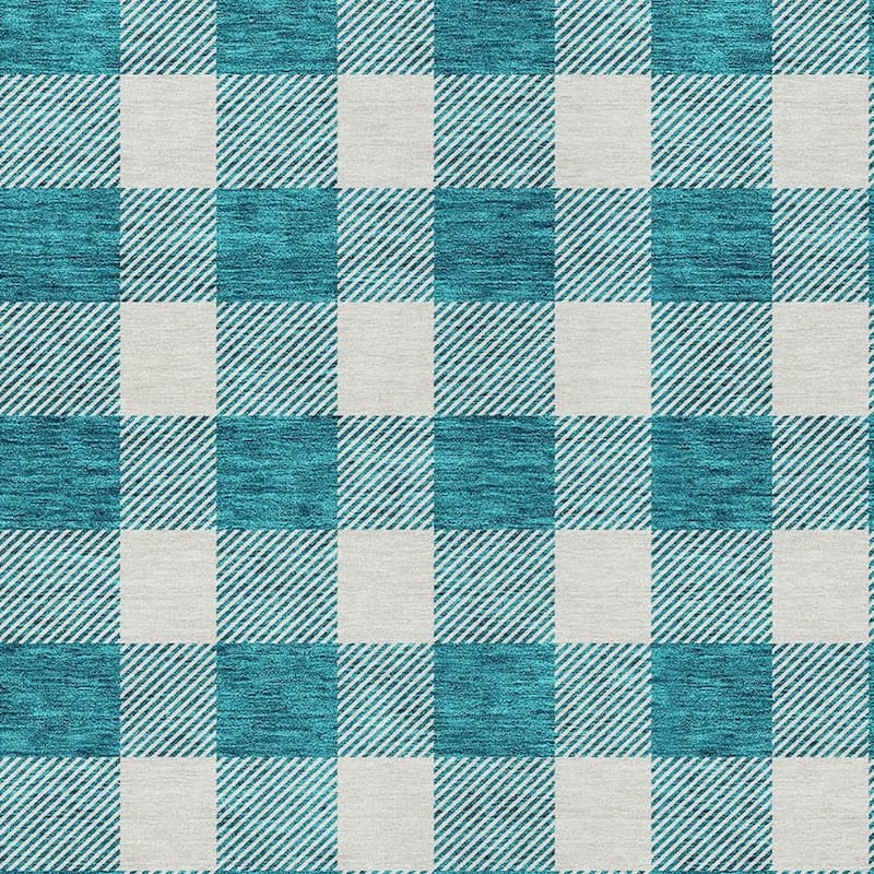 HomeRoots Plaid Transitional Rectangle Outdoor Rug