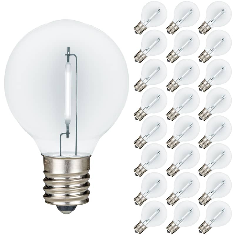 25 Pack LED G40 Plastic Filament Outdoor Globe Replacement Bulbs, Warm White - White