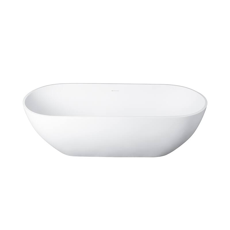 59" Matte White Handcrafted Stone Resin Soaking Tub