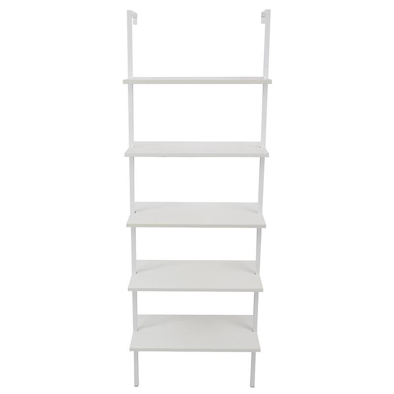 5-Shelf Wood Ladder Bookcase, 5-Tier Ladder Shelf Wood Shelves