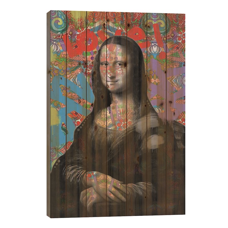 Mona Lisa Print On Wood by Dean Russo - Multi-Color - 40x26x1.5