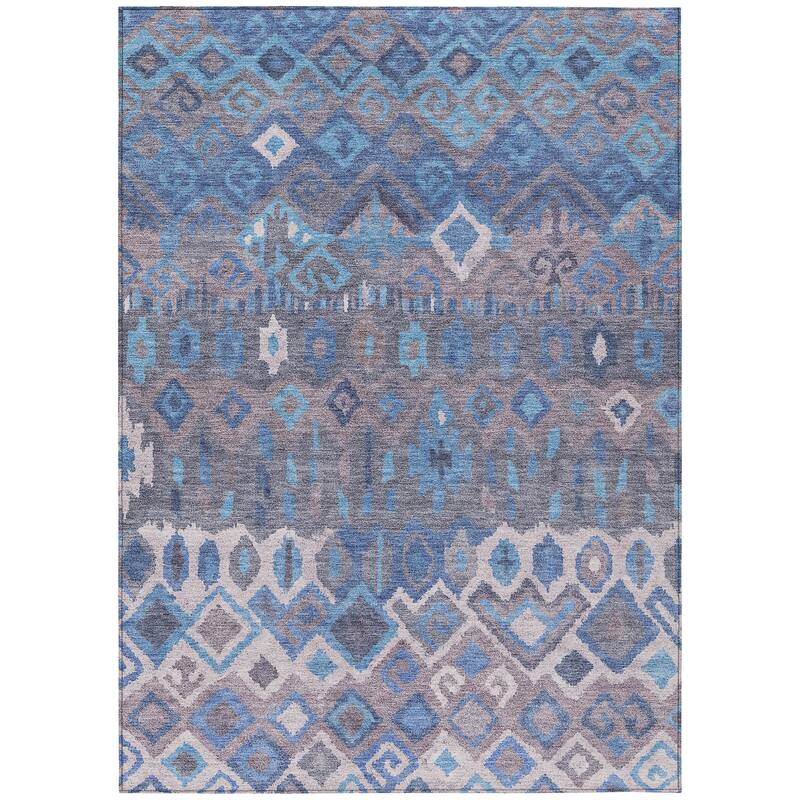 Machine Washable Indoor/ Outdoor Boho Moroccan Chantille Rug