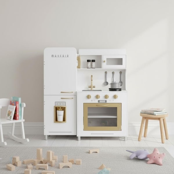 slide 2 of 16, Teamson Kids Wooden Play Kitchen with Lights and Sounds, Interactive Stove, Sink and Fridge, Kids Kitchen Playset for Toddlers 2-4 Years - Kitchens