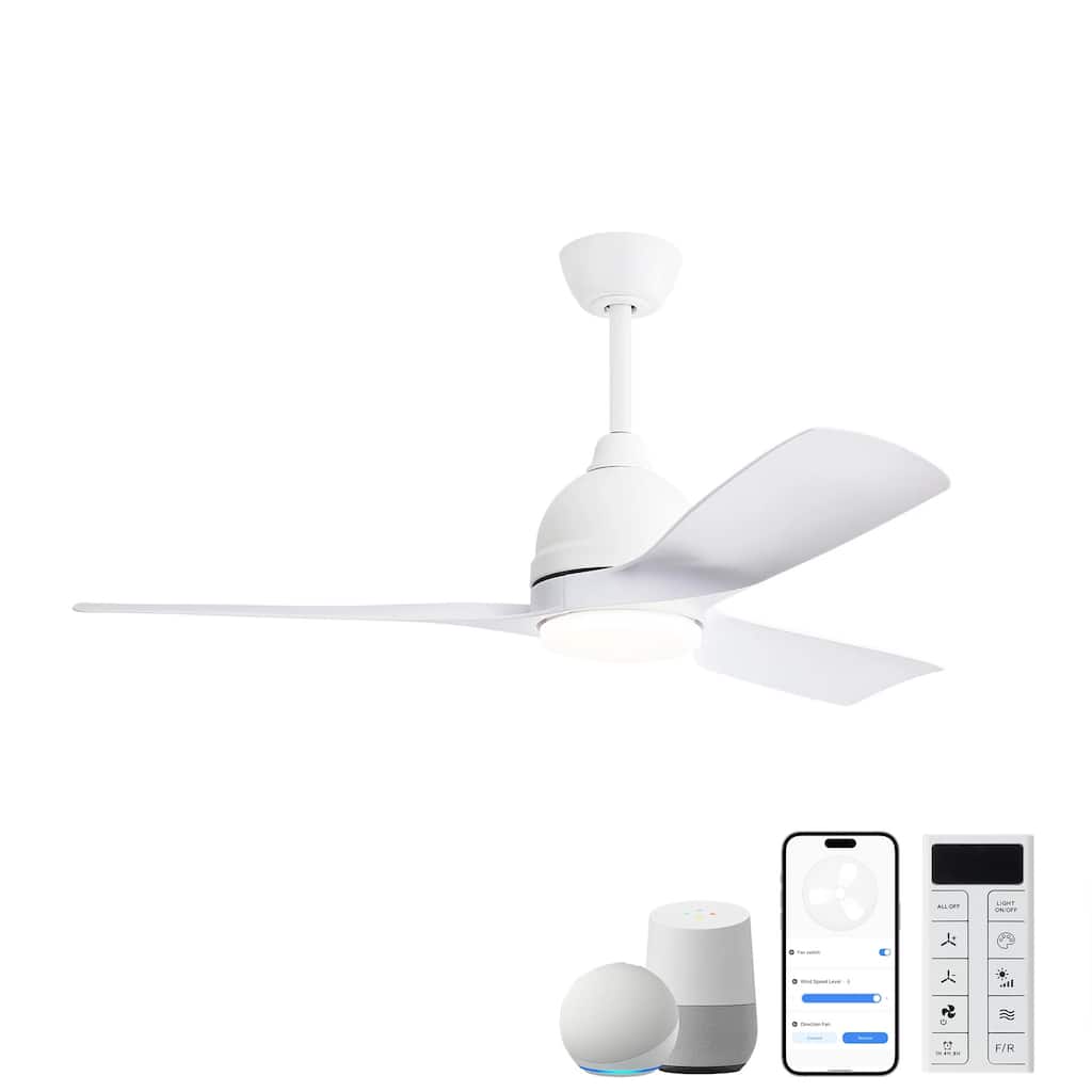 54 Inch DC Ceiling Fan with Lights and Smart Remote Control, Reversible Noiseless DC Motor