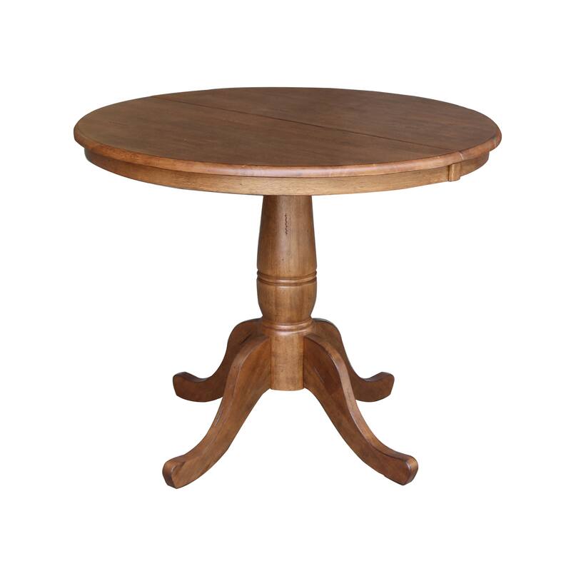 36" Round Top Pedestal Extendable Table With 12" Leaf and Madrid Chairs