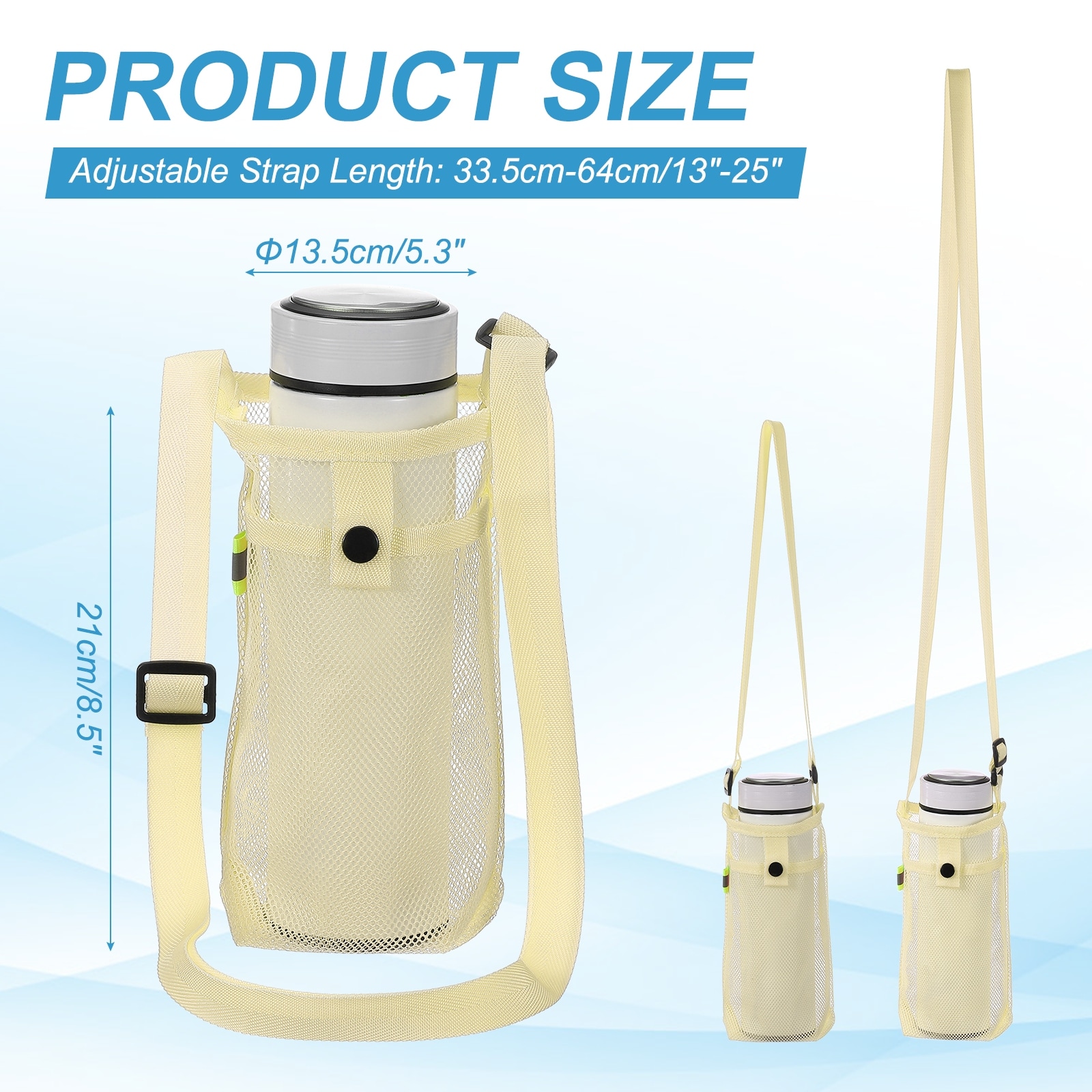 Water Bottle Holder with Shoulder Strap, Mesh Water Bottle Sleeve Bag, Crossbody Bottles Carrier Sling Pouch