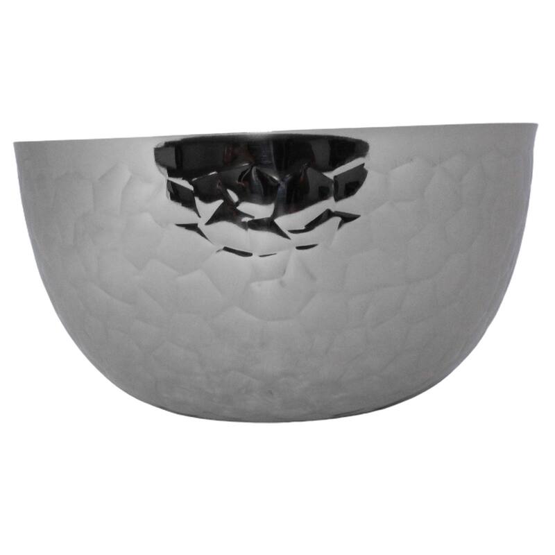 Sol Living Stainless Steel Salad Serving Bowl, Hammered Finish
