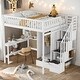 preview thumbnail 2 of 15, Full Size Loft Bed With Bookshelf,Drawers,Desk,and Wardrobe,Sturdy Construction