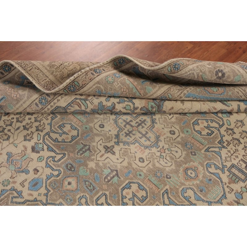 Tabriz Persian Area Rug Hand-Knotted Oriental Beige Wool Carpet - 8'0"x 10'6"