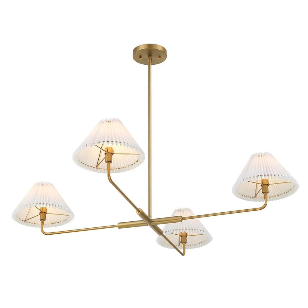 4-Light Chandelier with Pleated White Fabric Shades by Trade Winds Lighting