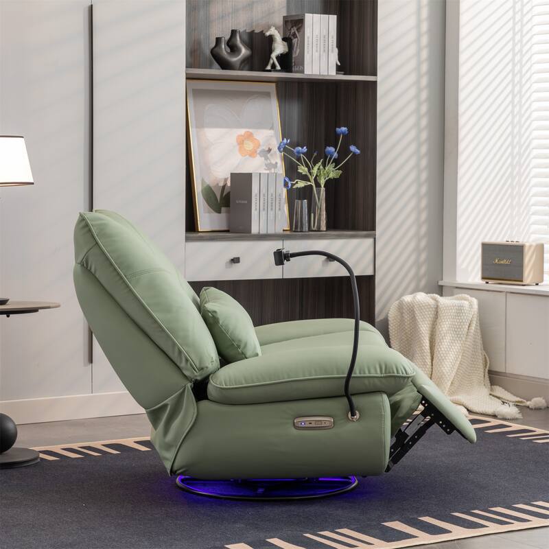 Swivel Power Recliner Chair with USB Port and Atmosphere Lamp
