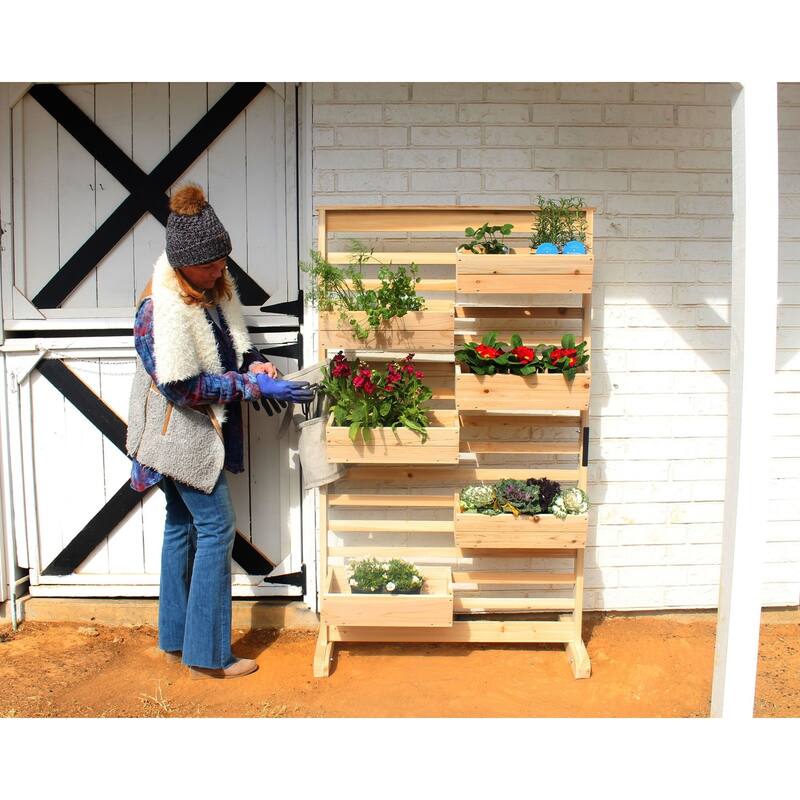 Zylina Living Wall Planter Stand- 6 Planters - 36 x 18 x 60