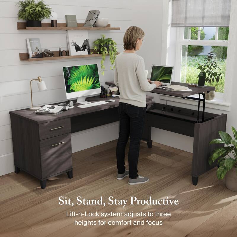 Somerset 72W 3 Position Sit to Stand L Shaped Desk by Bush Furniture