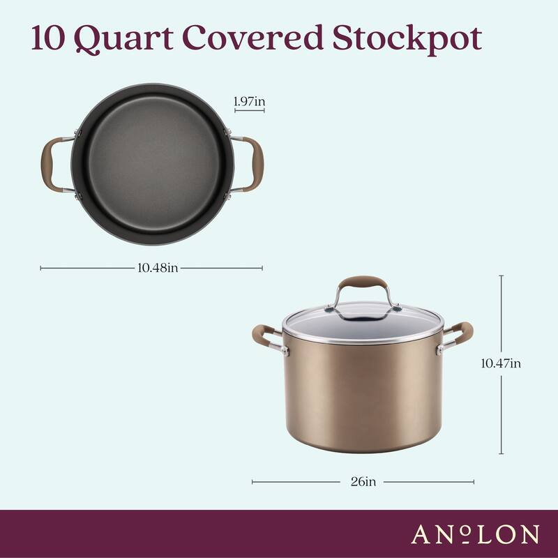 Anolon Advanced Home Hard-Anodized 10-Quart Nonstick Stockpot, Moonstone