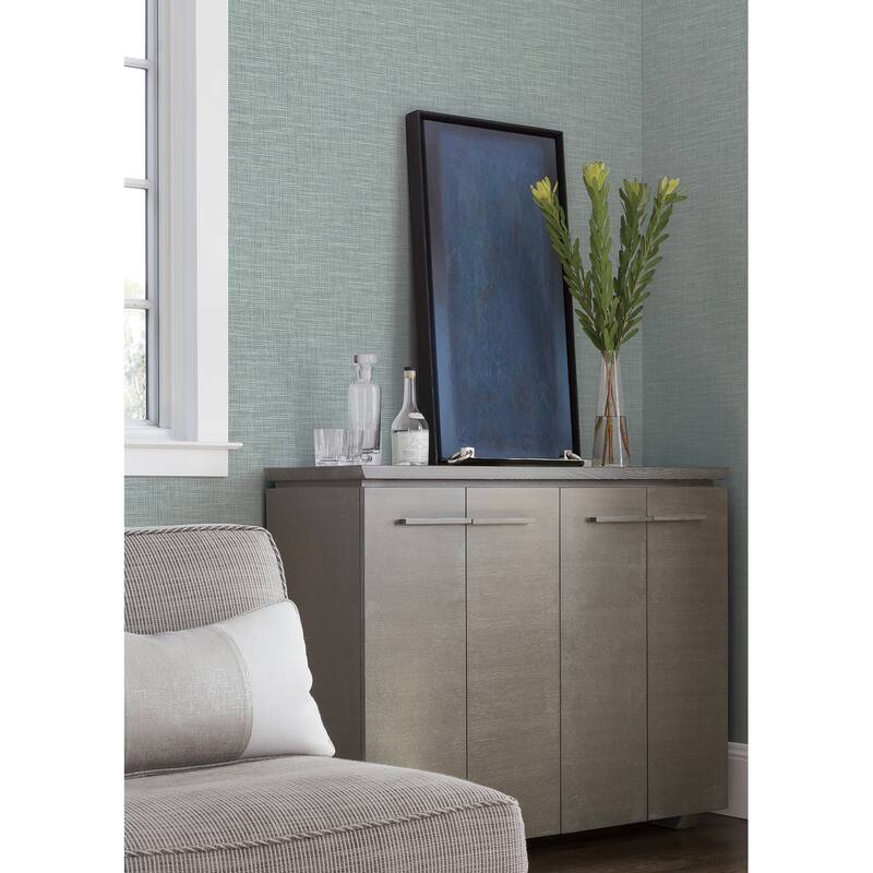 A-Street Prints In The Loop Sage Faux Grasscloth Wallpaper
