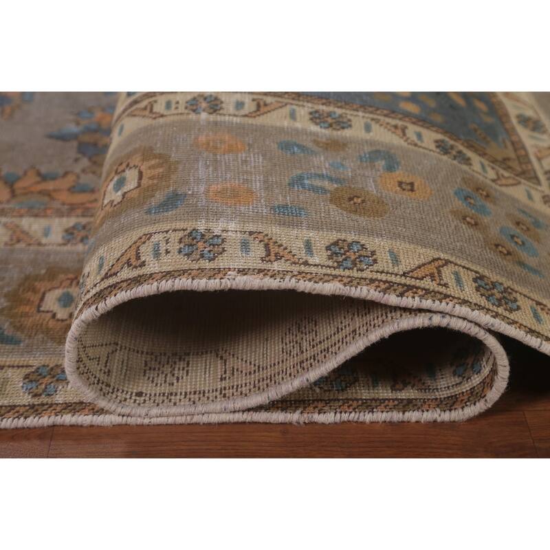 Distressed Brown Over-Dyed Tabriz Persian Vintage Rug - 6'8"x 9'6"