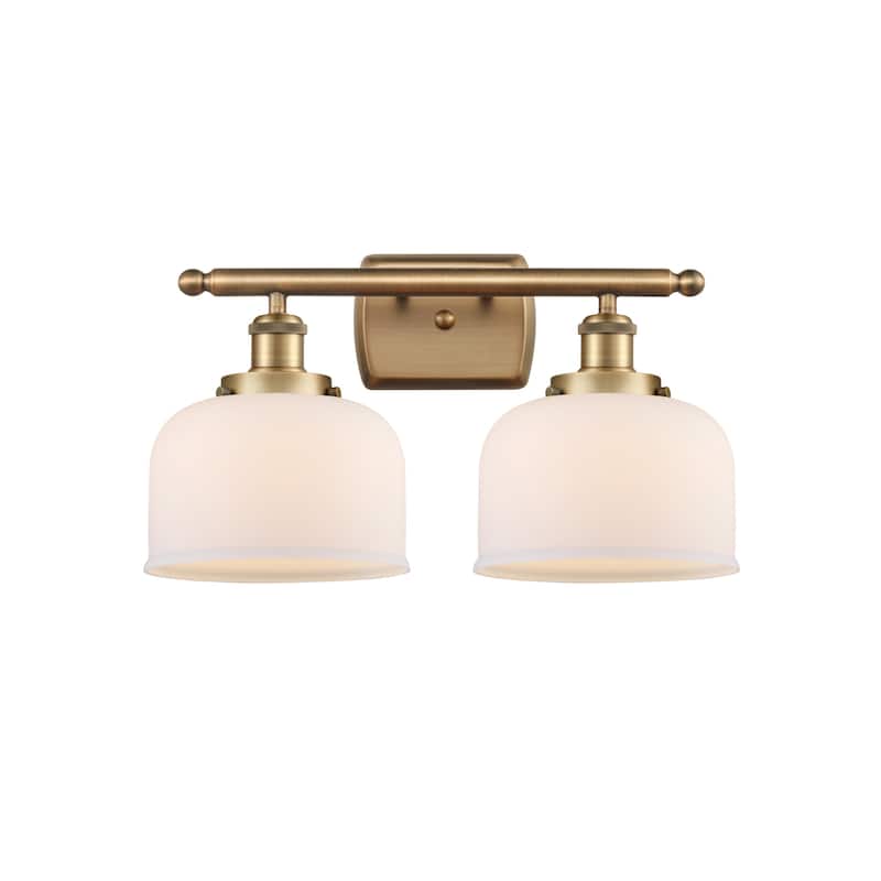 Innovations Lighting 916-2W-13-18 Bell Vanity Bell 2 Light 18" Wide - Brushed Brass / Matte White