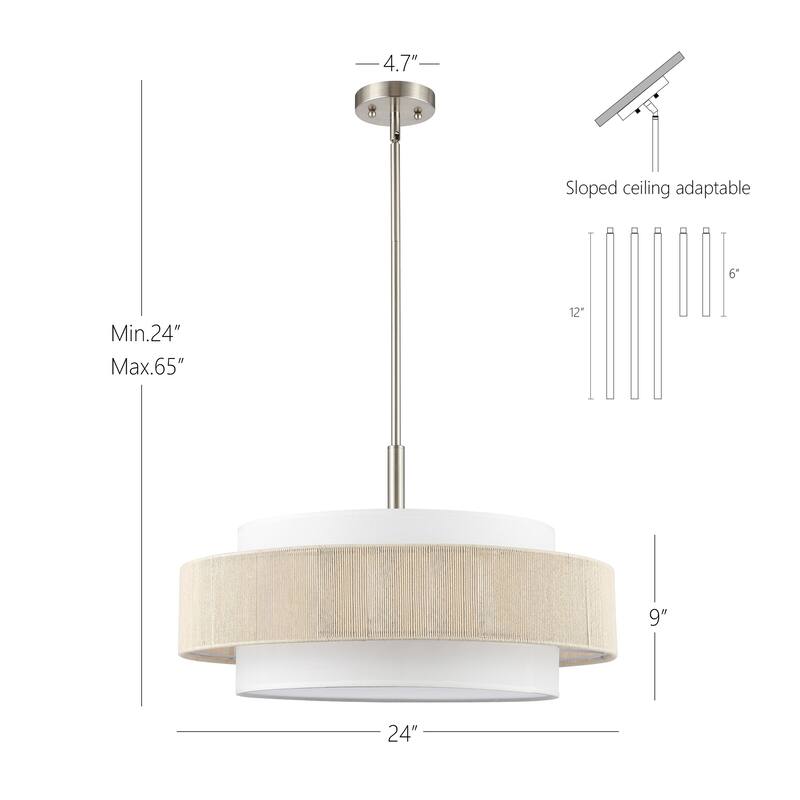 GetLedel 5-Light Double Shaded Drum Chandelier