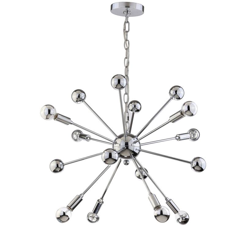 Caleb 8-Light 22.5" Metal Sputnik-Style LED Chandelier, Chrome by JONATHAN Y