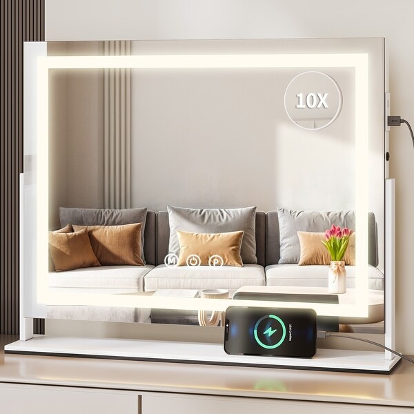 Moasis Makeup Vanity Mirror with LED Light USB Charging Port 10X Magnification Mirrors with Bluetooth Speaker On Sale Bed Bath Beyond 40609940