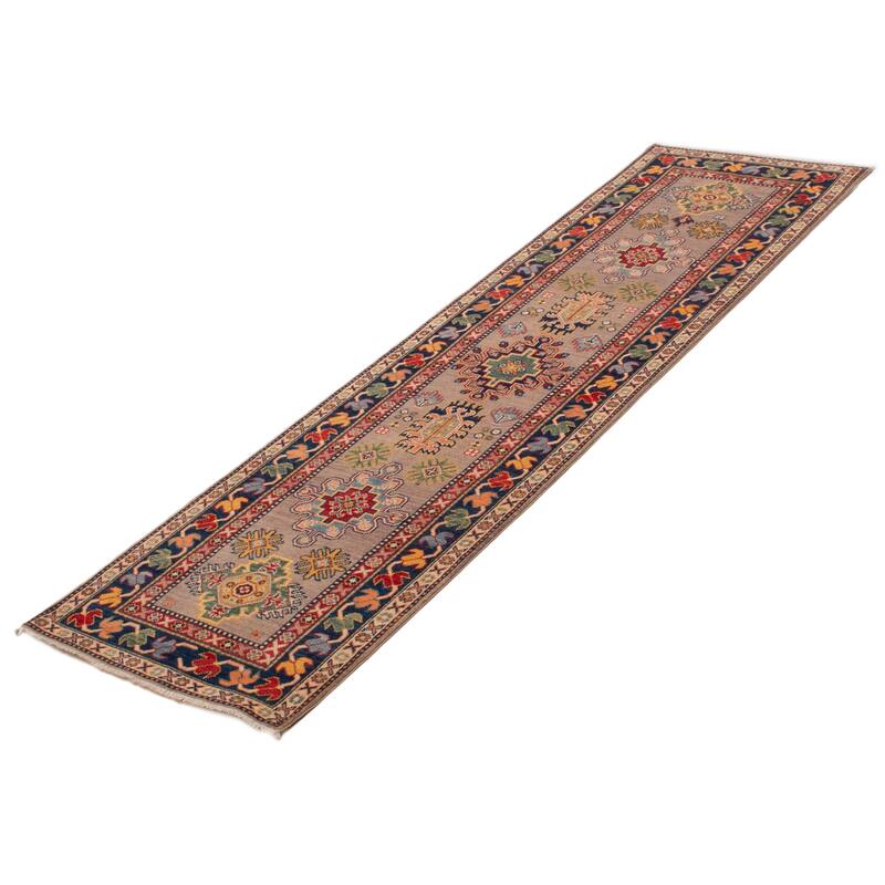 ECARPETGALLERY Hand-knotted Uzbek Ghazni Taupe Wool Rug - 2'8 x 9'6