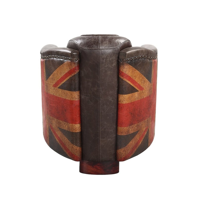 Leather Upholstered Accent Chair with Arched Backrest in Antique Slate