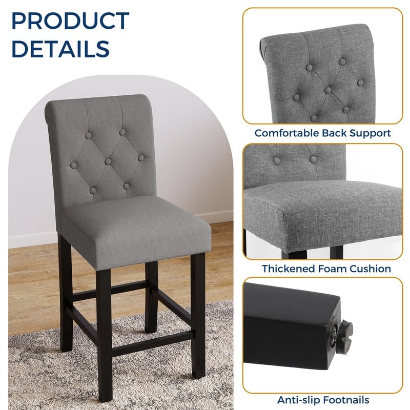 24 Inches Bar Stools Set of 2 Upholstered Counter height Bar Stools - N/A