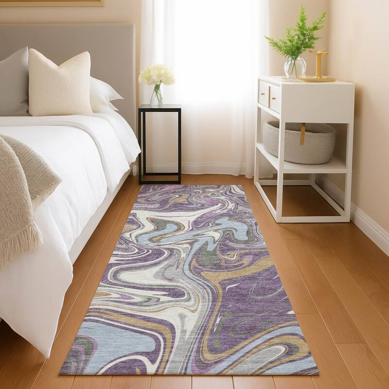 Machine Washable Indoor/ Outdoor Contemproary Fusion Chantille Rug