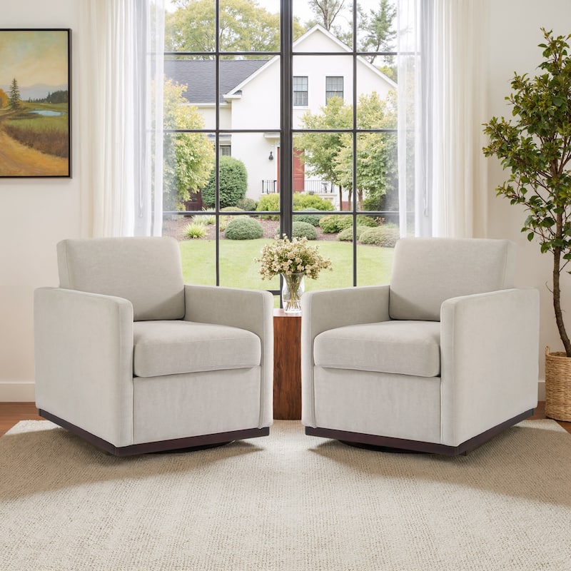 Modern Swivel Accent Arm Chair Set of 2 - Sand