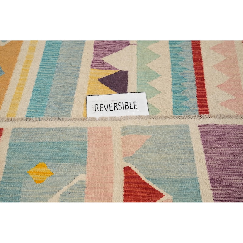 Hand Woven Oriental 100% Wool Carpet Southwestern Tribal Multi-Colored Kilim Area Rug - 10' 0'' X 8' 5''
