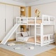 preview thumbnail 2 of 8, Twin Over Twin Bunk Bed with Slide and Ladder, White