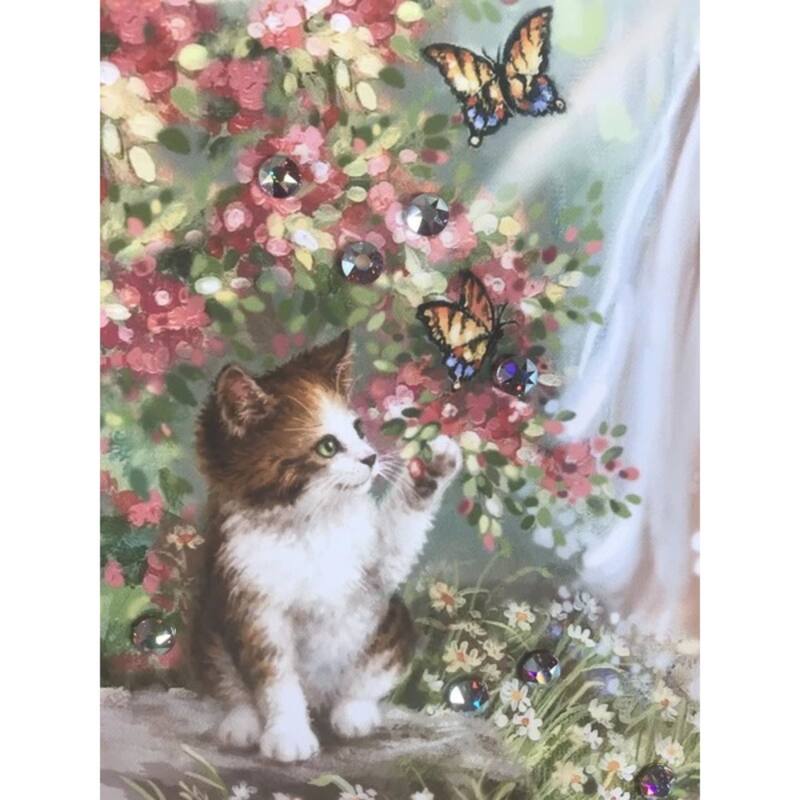 White Pink Angel w/ Swarovski Crystals Square Pizazz Wall Art 10"x 10"