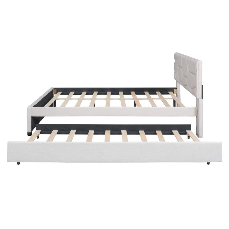 Brick Pattern Platform Bed with Trundle