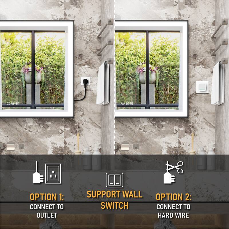Wall Mounted Bathroom Heavy Duty Framed LED Mirror With bright light And And Memory Function