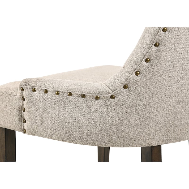 Farren Beige Fabric & Weathered Oak Finish Side Chair (Set of 2)