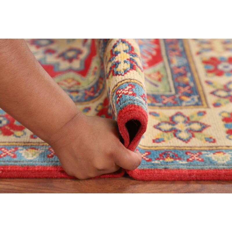 Red Traditional Kazak Rug Handmade Wool Carpet - 2'9" x 4'0"