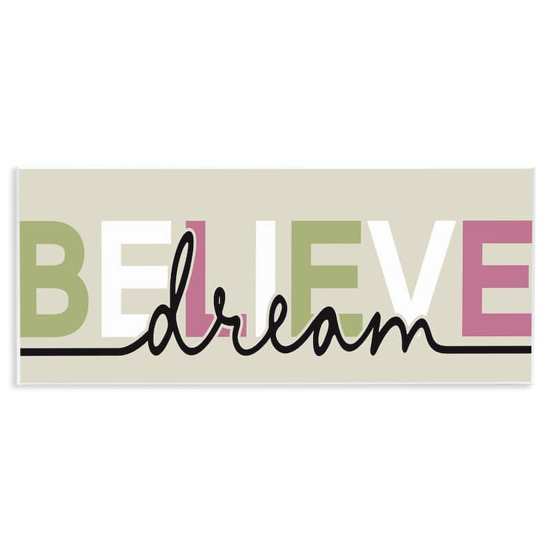 Stupell Muted Believe & Dream Wall Plaque Art Design By Kim Allen - 17 x 7
