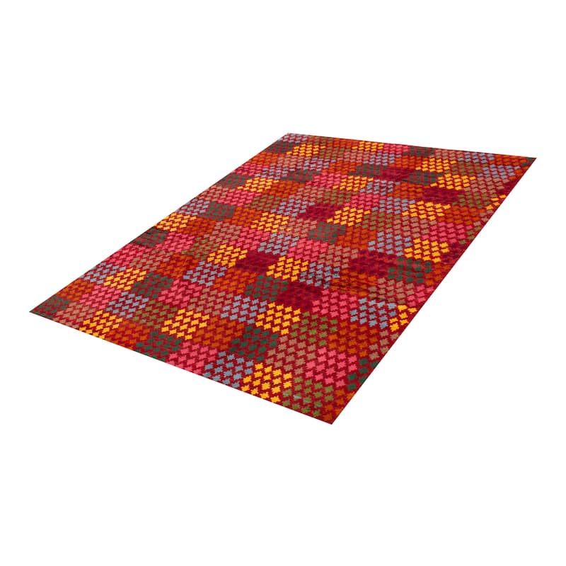 ECARPETGALLERY Hand-knotted Akhjah Red Wool Rug - 6'10 x 9'2