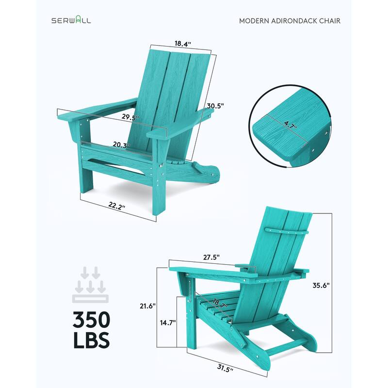 HDPE Oversized Folding Adirondack Chair, All-Weather Modern Folding Adirondack Chair
