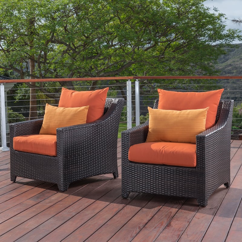 Deco 2 Piece Sunbrella Outdoor Patio Club Chairs - 30"W x 33"D x 32"H