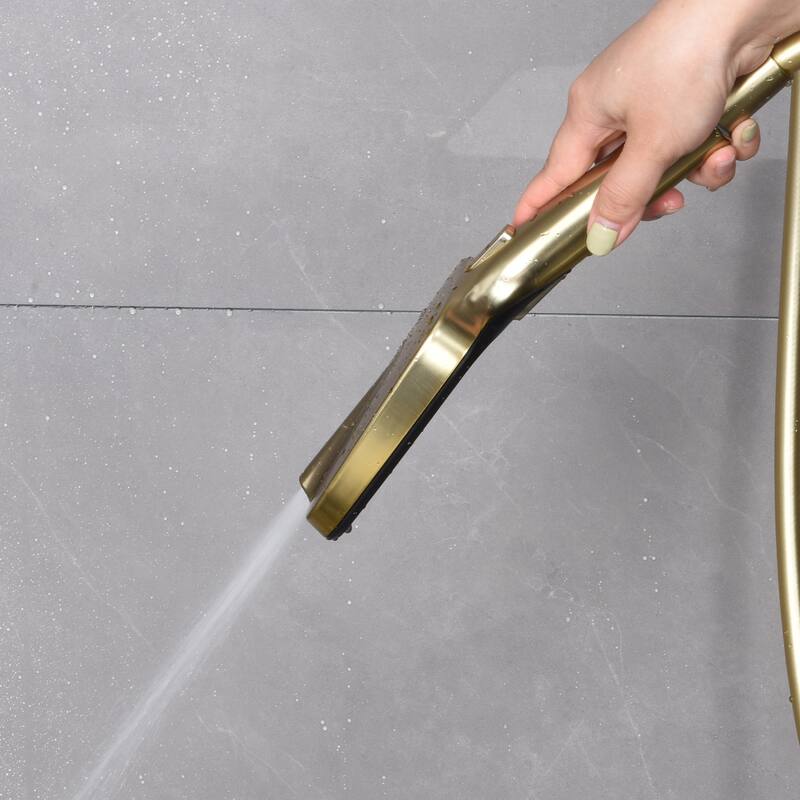 Exposed Pipe Tub and Shower System with Hand Shower Brass Thermostatic Brass Wall Mount Complete Shower Faucet with Tub Spout