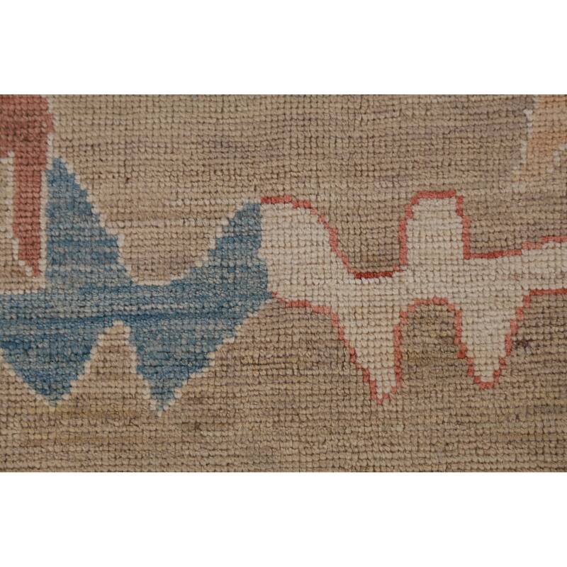 Hand Knotted Oriental 100% Wool Carpet Transitional All-Over Beige & Ivories Oushak Area Rug - 12' 2'' X 9' 4''