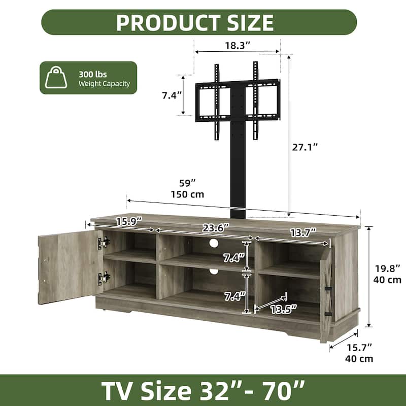 Moasis Farmhouse TV Stand Media Consolewith Adjustable Mount for TVs up to 70"
